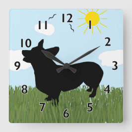 Pembroke Welsh Corgi Clock Fyrkantig Klocka