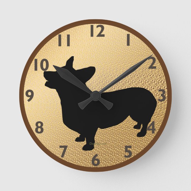 Pembroke Welsh Corgi Clock Rund Klocka (Framsida)