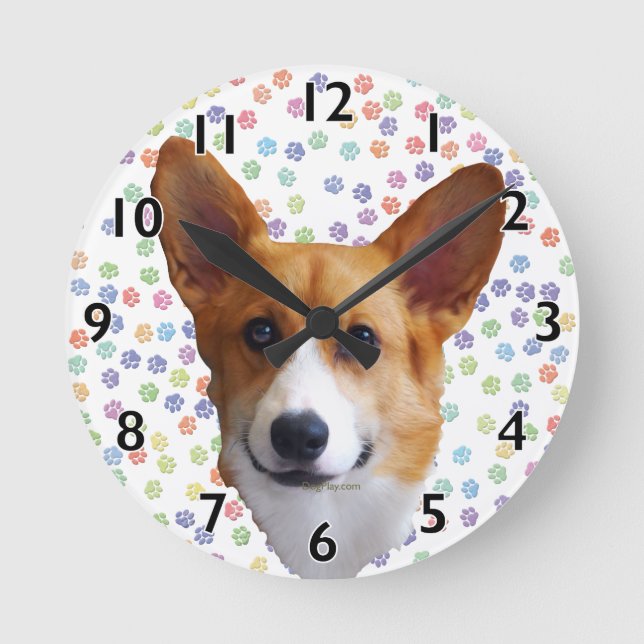 Pembroke Welsh Corgi Clock Rund Klocka (Framsida)