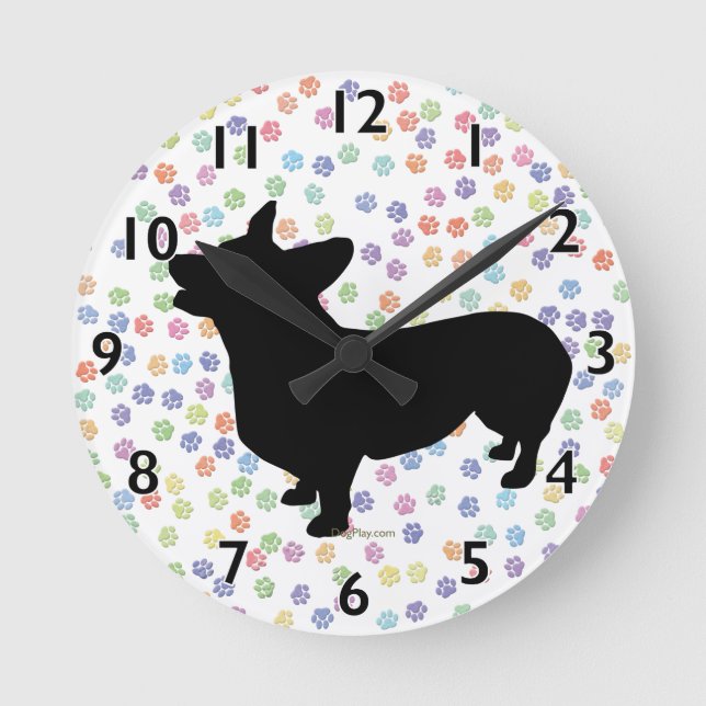 Pembroke Welsh Corgi Clock Rund Klocka (Framsida)