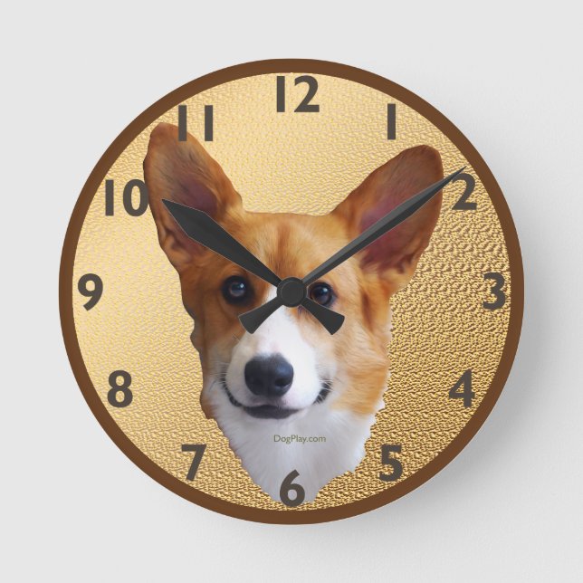 Pembroke Welsh Corgi Clock Rund Klocka (Framsida)