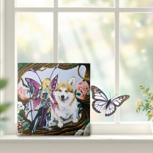 Pembroke Welsh Corgi Fairy Fantasy Kakelplatta