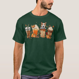 Pembroke Welsh Corgi Fall Coffee Halloween Pumpkin T Shirt