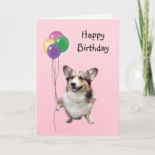 Pembroke Welsh Corgi, födelsedagsballonger Kort