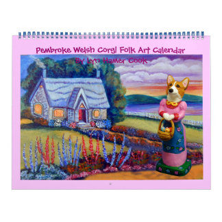 Pembroke Welsh Corgi Folk Art Calendar Kalender