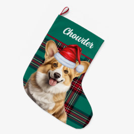 Pembroke Welsh Corgi Grönt Play och Hundar Namn Stor Julstrumpa