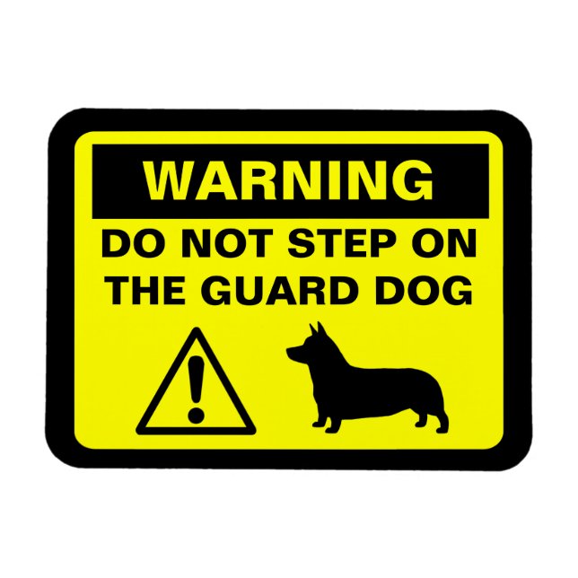 Pembroke Welsh Corgi Guard Hund Warning Funny Magnet (Horisontell)