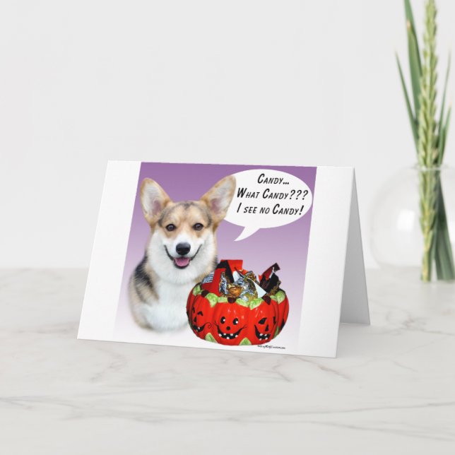 Pembroke Welsh Corgi Halloween Candy Kort (Framsida)
