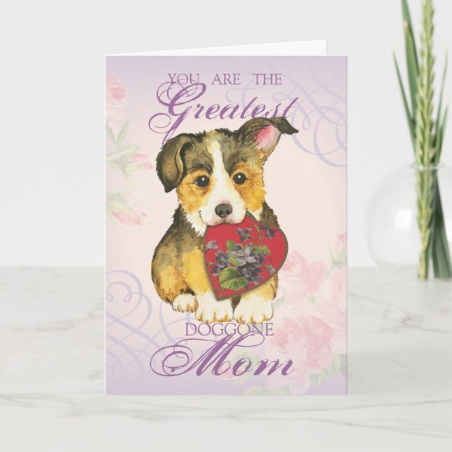 Pembroke Welsh Corgi Heart Mamma Kort (Framsida)