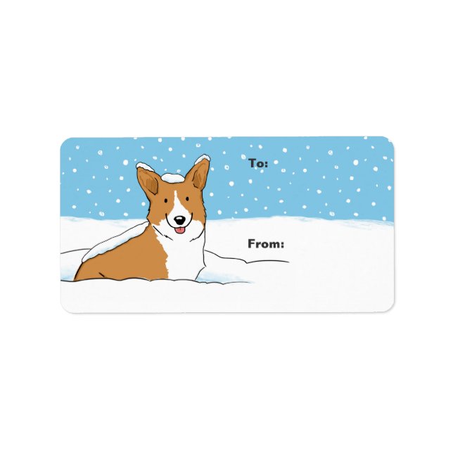 Pembroke Welsh Corgi Helgdag Gift-etiketter Adressetikett (Framsidan)