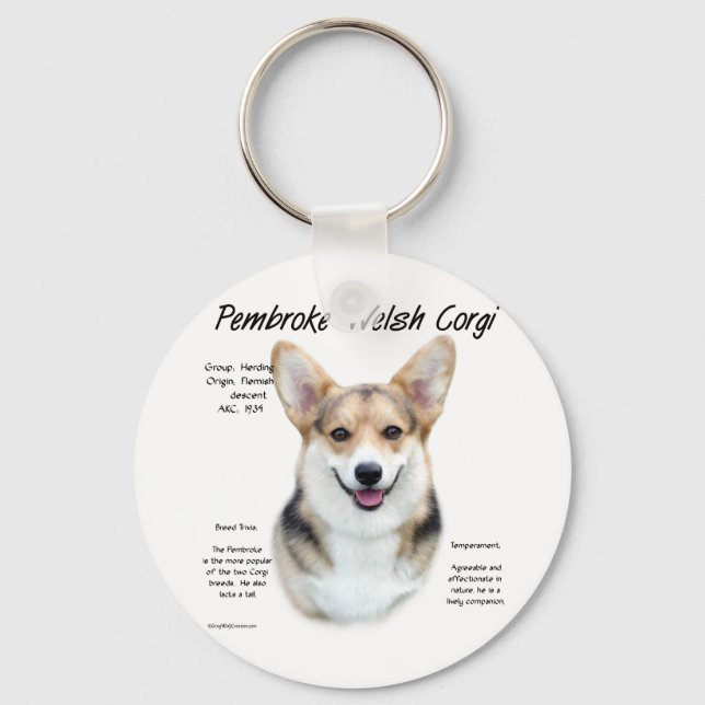 Pembroke Welsh Corgi Historik design Nyckelring (Framsida)