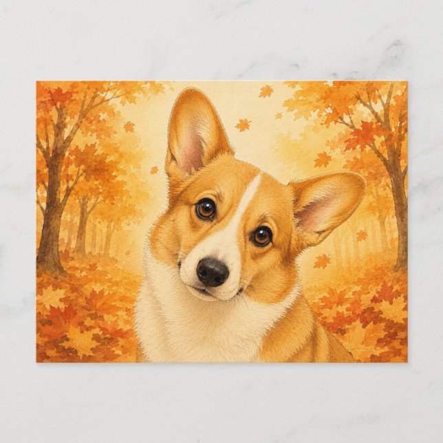 Pembroke Welsh Corgi Höst Hund Vykort (Framsida)