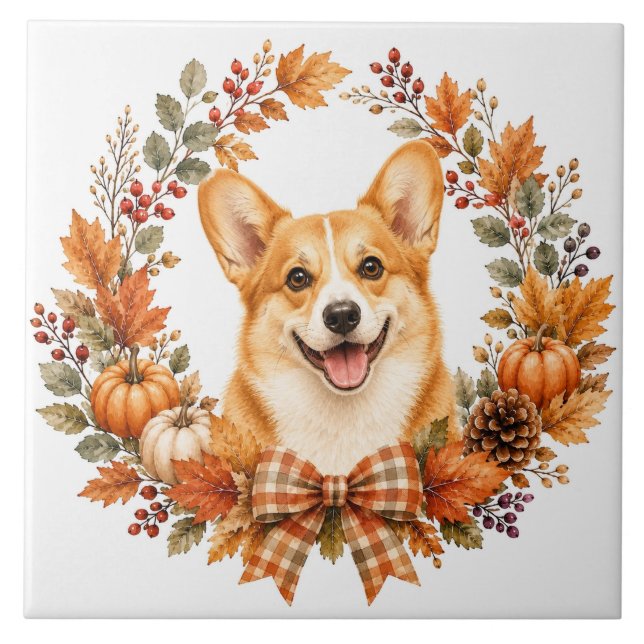 Pembroke Welsh Corgi Höst Kakelplatta (Framsidan)