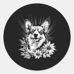 Pembroke Welsh Corgi Hund älskare Retro Stil Tatto Runt Klistermärke
