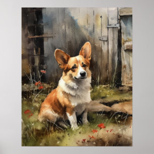 Pembroke Welsh Corgi Hund Art Print Poster