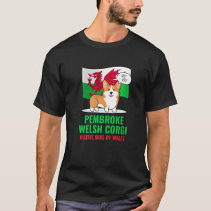 Pembroke Welsh Corgi Hund Barking Wales Flagga T Shirt