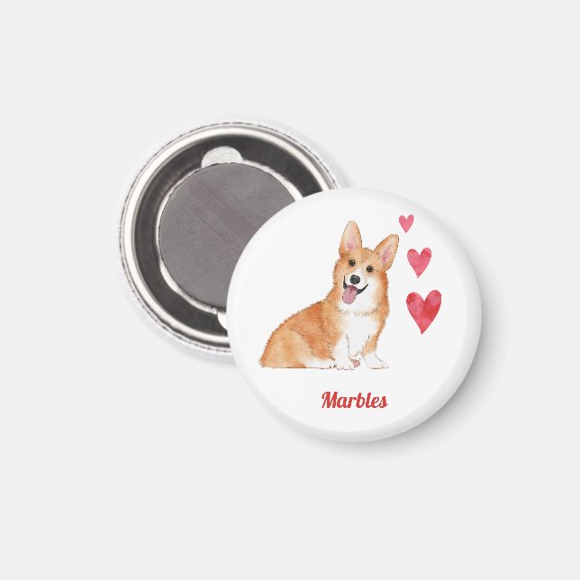Pembroke Welsh Corgi Hund eget namn Magnet (Front/Back)