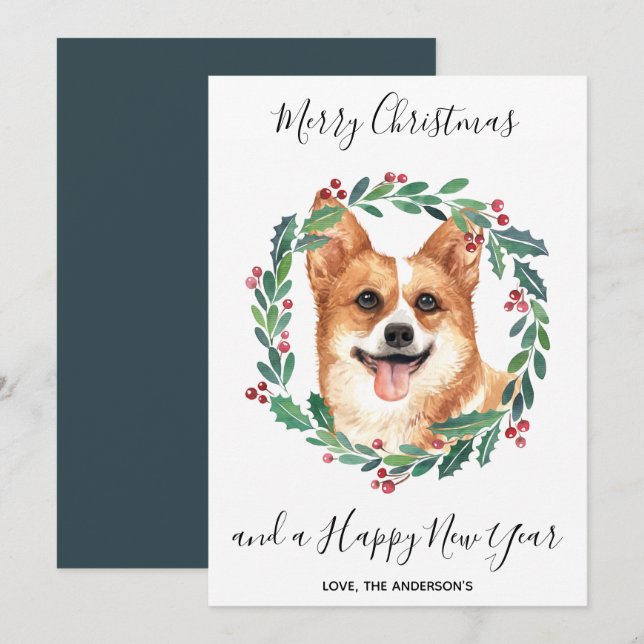 Pembroke Welsh Corgi Hund Elegant God jul Julkort (Fram/baksida)