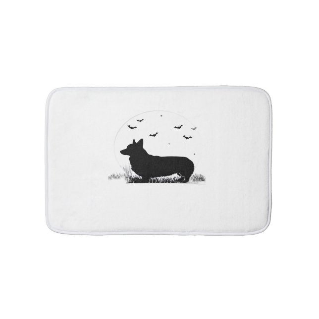 Pembroke Welsh Corgi Hund - Halloween Måne Silhoue Badrumsmatta (Framsidan)