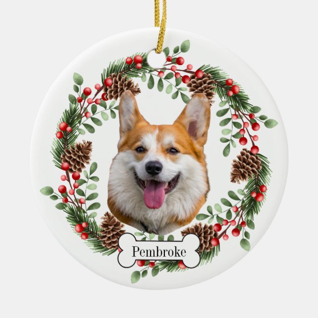 Pembroke Welsh Corgi hund Julgransprydnad Keramik (Framsidan)