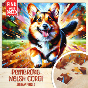 Pembroke Welsh Corgi Hund Porträtt Akryl Konst Pussel