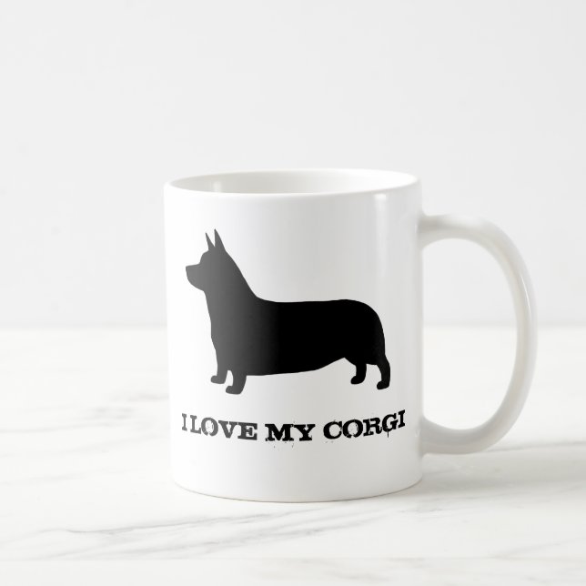 Pembroke Welsh Corgi Hund Silhouette Anpassningsba Kaffemugg (Höger)