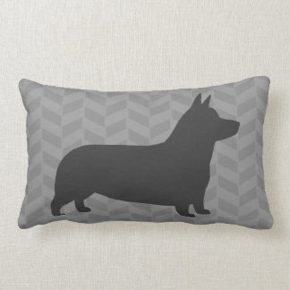 Pembroke Welsh Corgi Hund Silhouette Grått Lumbarkudde