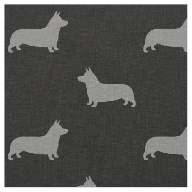 Pembroke Welsh Corgi Hund Silhouettes Mönster Tyg (Närbild)