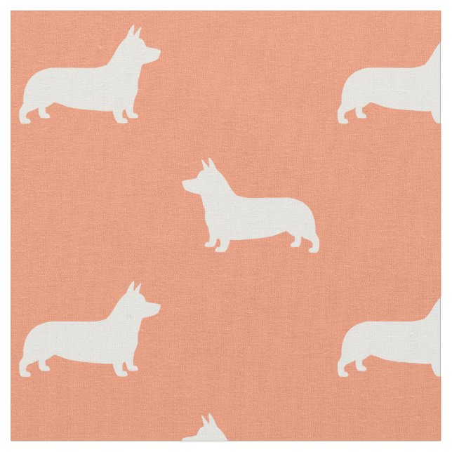 Pembroke Welsh Corgi Hund Silhouettes Mönster Tyg (Närbild)