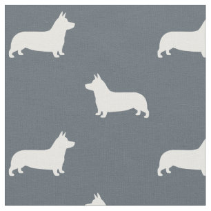 Pembroke Welsh Corgi Hund Silhouettes Mönster Tyg