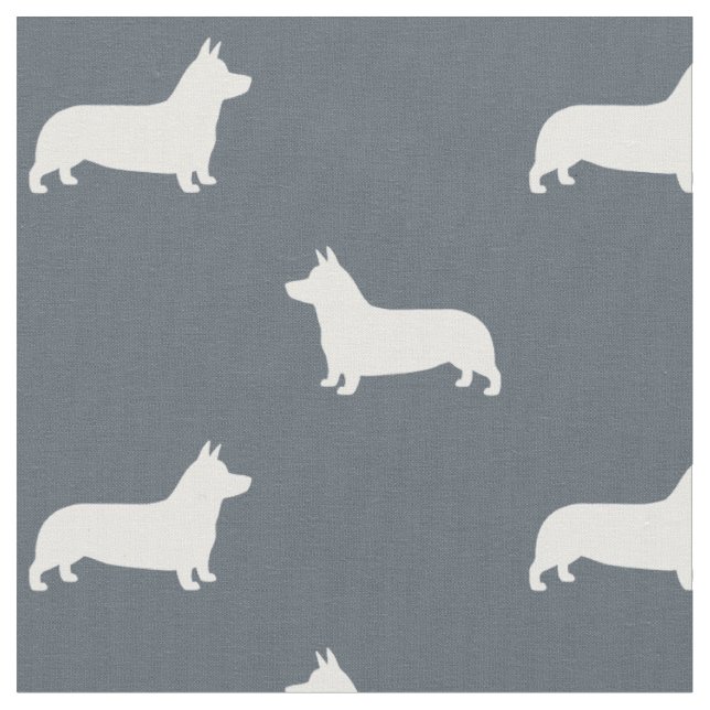 Pembroke Welsh Corgi Hund Silhouettes Mönster Tyg (Närbild)
