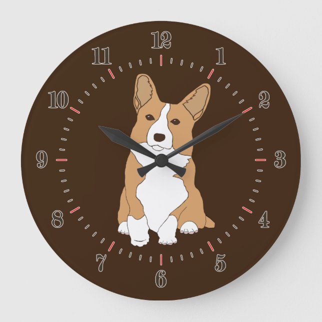 Pembroke Welsh Corgi Hund Stor Klocka (Framsida)