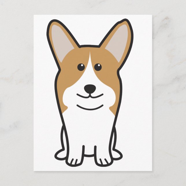 Pembroke Welsh Corgi Hund Tecknad Vykort (Framsida)