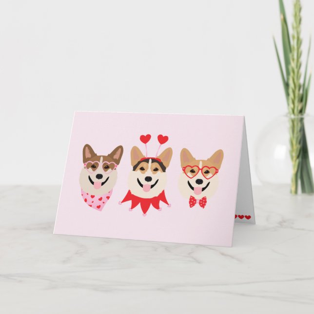 Pembroke Welsh Corgi Hundar Valentineser Helgkort (Framsida)