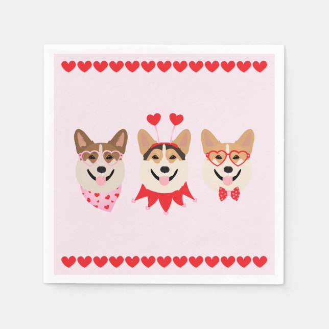 Pembroke Welsh Corgi Hundar Valentineser Pappersservett (Framsidan)