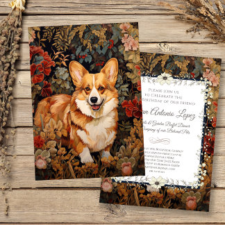 Pembroke Welsh Corgi i en viktoriansk Blomsterträd Inbjudningar