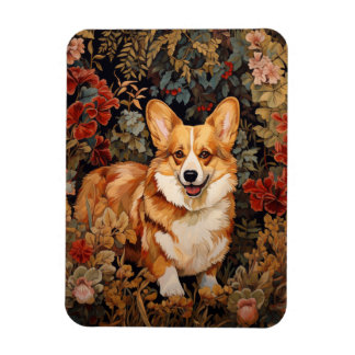 Pembroke Welsh Corgi i en viktoriansk Blomsterträd Magnet