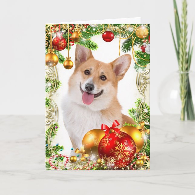 Pembroke Welsh Corgi jul Helgkort (Framsida)
