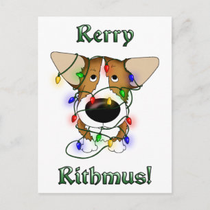 Pembroke Welsh Corgi jul Ljus Helg Vykort