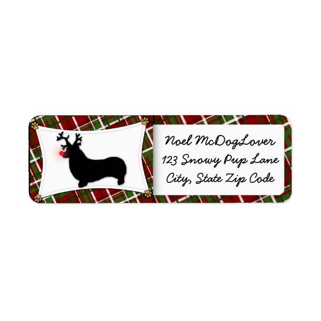 Pembroke Welsh Corgi jul Returadress Etikett (Framsidan)