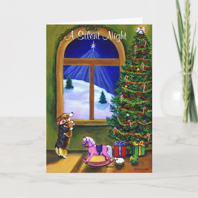 Pembroke Welsh Corgi julkort Helgkort (Framsida)