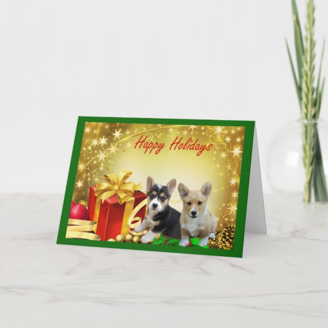 Pembroke Welsh Corgi julkort Helgkort (Framsida)