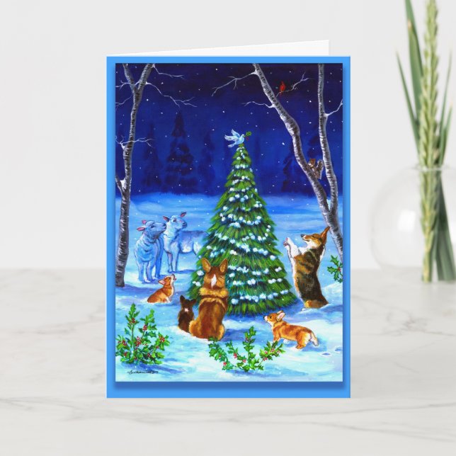 Pembroke Welsh Corgi julkort Helgkort (Framsida)