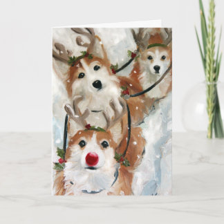 Pembroke Welsh Corgi julrener Helgkort
