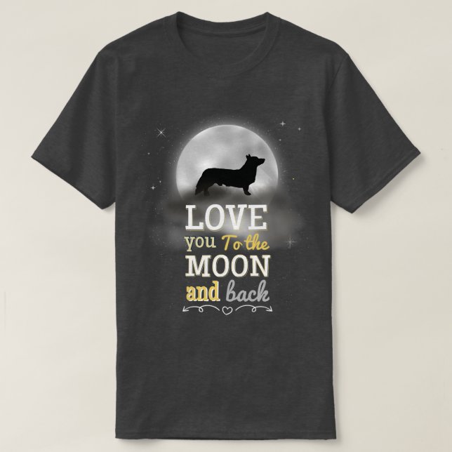 Pembroke Welsh Corgi Kärlek till Måne T Shirt (Design framsida)