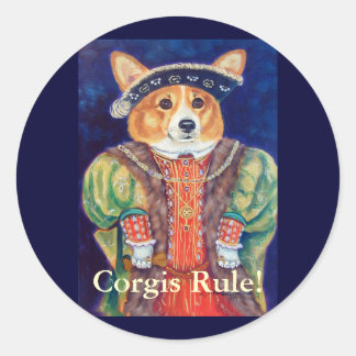 Pembroke Welsh Corgi KUNG Stickers Runt Klistermärke
