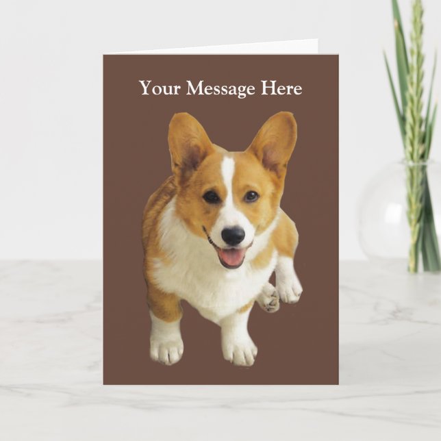 Pembroke Welsh Corgi Lycklig Greeting Card Helgkort (Framsida)