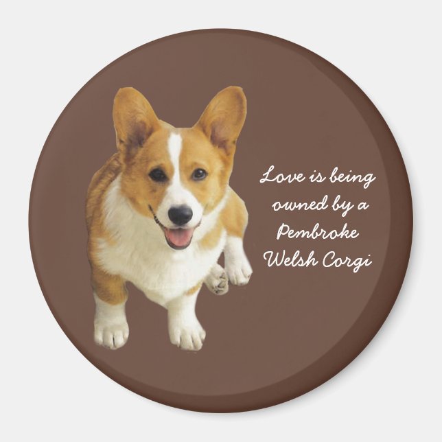Pembroke Welsh Corgi Lycklig Magnet (Framsidan)