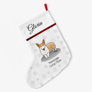 Pembroke Welsh Corgi Mamma (röd 1) Hund Cute Stor Julstrumpa