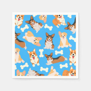 Pembroke Welsh Corgi Mönster Blue Pappersservett